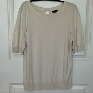 Talbots Ivory Short Sleeve Knit Top - M